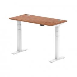 Dynamic Air 1200 x 600mm Height Adjustable Desk Walnut Top Cable Ports White Leg HA01145