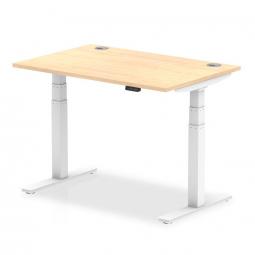 Dynamic Air 1200 x 800mm Height Adjustable Desk Maple Top Cable Ports White Leg HA01113