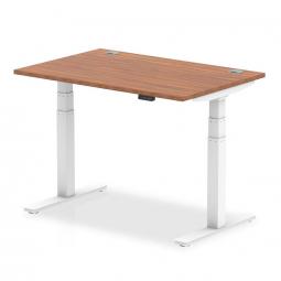 Dynamic Air 1200 x 800mm Height Adjustable Desk Walnut Top Cable Ports White Leg HA01105