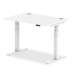 Dynamic Air 1200 x 800mm Height Adjustable Desk White Top Cable Ports White Leg HA01109