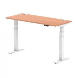 Dynamic Air 1400 x 600mm Height Adjustable Desk Beech Top Cable Ports White Leg HA01142