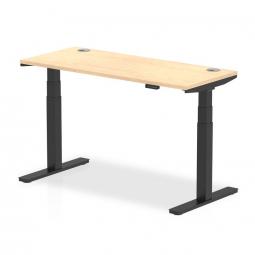 Dynamic Air 1400 x 600mm Height Adjustable Desk Maple Top Cable Ports Black Leg HA01238