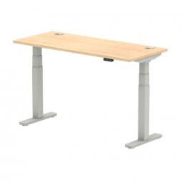 Dynamic Air 1400 x 600mm Height Adjustable Desk Maple Top Cable Ports Silver Leg HA01134