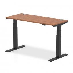 Dynamic Air 1400 x 600mm Height Adjustable Desk Walnut Top Cable Ports Black Leg HA01230