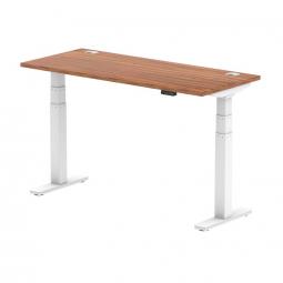 Dynamic Air 1400 x 600mm Height Adjustable Desk Walnut Top Cable Ports White Leg HA01146