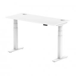 Dynamic Air 1400 x 600mm Height Adjustable Desk White Top Cable Ports White Leg HA01150