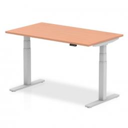 Dynamic Air 1400 x 800mm Height Adjustable Desk Beech Top Silver Leg HA01002