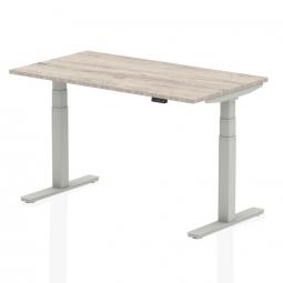 Dynamic Air 1400 x 800mm Height Adjustable Desk Grey Oak Top Silver Leg HA01163