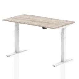 Dynamic Air 1400 x 800mm Height Adjustable Desk Grey Oak Top White Leg HA01164