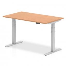 Dynamic Air 1400 x 800mm Height Adjustable Desk Oak Top Silver Leg HA01018