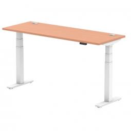 Dynamic Air 1600 x 600mm Height Adjustable Desk Beech Top Cable Ports White Leg HA01143