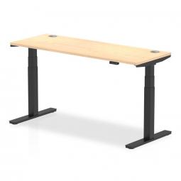 Dynamic Air 1600 x 600mm Height Adjustable Desk Maple Top Cable Ports Black Leg HA01239