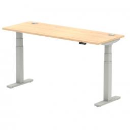 Dynamic Air 1600 x 600mm Height Adjustable Desk Maple Top Cable Ports Silver Leg HA01135