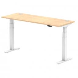 Dynamic Air 1600 x 600mm Height Adjustable Desk Maple Top Cable Ports White Leg HA01155