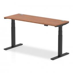 Dynamic Air 1600 x 600mm Height Adjustable Desk Walnut Top Cable Ports Black Leg HA01231