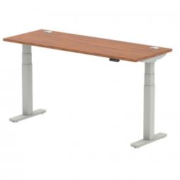 Dynamic Air 1600 x 600mm Height Adjustable Desk Walnut Top Cable Ports Silver Leg HA01127