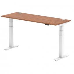 Dynamic Air 1600 x 600mm Height Adjustable Desk Walnut Top Cable Ports White Leg HA01147