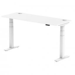 Dynamic Air 1600 x 600mm Height Adjustable Desk White Top Cable Ports White Leg HA01151