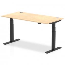 Dynamic Air 1600 x 800mm Height Adjustable Desk Maple Top Cable Ports Black Leg HA01219