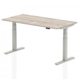 Dynamic Air 1600 x 800mm Height Adjustable Desk Grey Oak Top Silver Leg HA01165