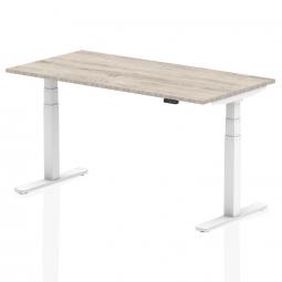 Dynamic Air 1600 x 800mm Height Adjustable Desk Grey Oak Top White Leg HA01166