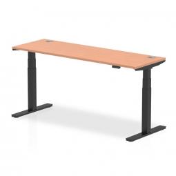 Dynamic Air 1800 x 600mm Height Adjustable Desk Beech Top Cable Ports Black Leg HA01228