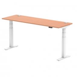 Dynamic Air 1800 x 600mm Height Adjustable Desk Beech Top Cable Ports White Leg HA01144