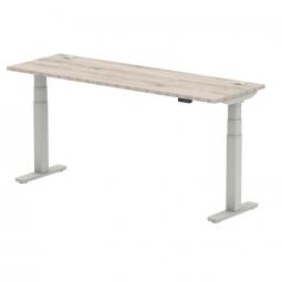 Dynamic Air 1800 x 600mm Height Adjustable Desk Grey Oak Top Cable Ports Silver Leg HA01180