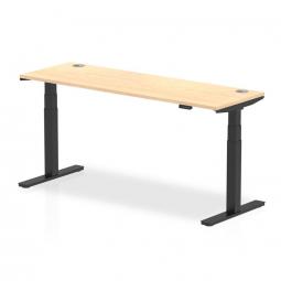 Dynamic Air 1800 x 600mm Height Adjustable Desk Maple Top Cable Ports Black Leg HA01240