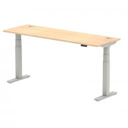 Dynamic Air 1800 x 600mm Height Adjustable Desk Maple Top Cable Ports Silver Leg HA01136