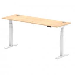 Dynamic Air 1800 x 600mm Height Adjustable Desk Maple Top Cable Ports White Leg HA01156
