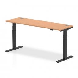 Dynamic Air 1800 x 600mm Height Adjustable Desk Oak Top Cable Ports Black Leg HA01244