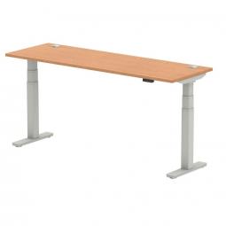 Dynamic Air 1800 x 600mm Height Adjustable Desk Oak Top Cable Ports Silver Leg HA01140