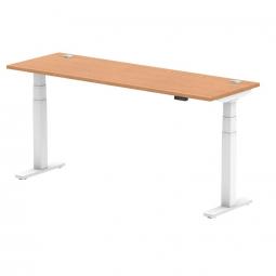 Dynamic Air 1800 x 600mm Height Adjustable Desk Oak Top Cable Ports White Leg HA01160