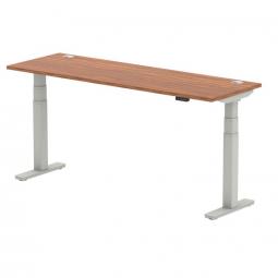 Dynamic Air 1800 x 600mm Height Adjustable Desk Walnut Top Cable Ports Silver Leg HA01128