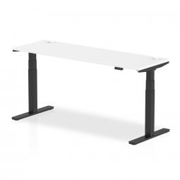 Dynamic Air 1800 x 600mm Height Adjustable Desk White Top Cable Ports Black Leg HA01236