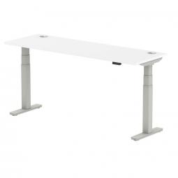 Dynamic Air 1800 x 600mm Height Adjustable Desk White Top Cable Ports Silver Leg HA01132