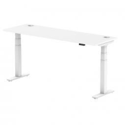 Dynamic Air 1800 x 600mm Height Adjustable Desk White Top Cable Ports White Leg HA01152