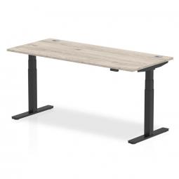 Dynamic Air 1800 x 800mm Height Adjustable Desk Grey Oak Top Cable Ports Black Leg HA01252