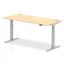 Dynamic Air 1800 x 800mm Height Adjustable Desk Maple Top Cable Ports Silver Leg HA01096