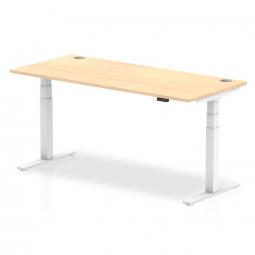 Dynamic Air 1800 x 800mm Height Adjustable Desk Maple Top Cable Ports White Leg HA01116