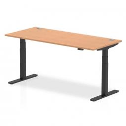 Dynamic Air 1800 x 800mm Height Adjustable Desk Oak Top Cable Ports Black Leg HA01224