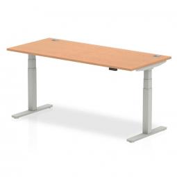 Dynamic Air 1800 x 800mm Height Adjustable Desk Oak Top Cable Ports Silver Leg HA01100