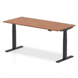 Dynamic Air 1800 x 800mm Height Adjustable Desk Walnut Top Cable Ports Black Leg HA01212