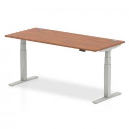 Dynamic Air 1800 x 800mm Height Adjustable Desk Walnut Top Cable Ports Silver Leg HA01088