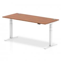 Dynamic Air 1800 x 800mm Height Adjustable Desk Walnut Top Cable Ports White Leg HA01108