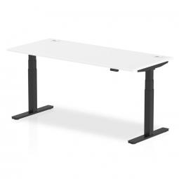 Dynamic Air 1800 x 800mm Height Adjustable Desk White Top Cable Ports Black Leg HA01216