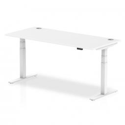 Dynamic Air 1800 x 800mm Height Adjustable Desk White Top Cable Ports White Leg HA01112