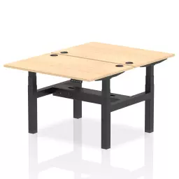 Dynamic Air Back-to-Back W1200 x D800mm Height Adjustable Sit Stand 2 Person Bench Desk With Cable Ports Maple Finish Black Frame - HA01662