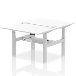 Dynamic Air Back-to-Back W1200 x D800mm Height Adjustable Sit Stand 2 Person Bench Desk With Cable Ports White Finish Silver Frame - HA01700